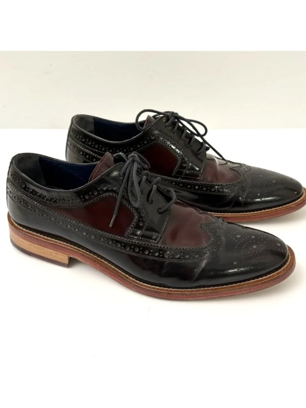 Johnston & Murphy Dress Shoes Leather Handmade in Italy Wingtip Sz 8.5 M Men's